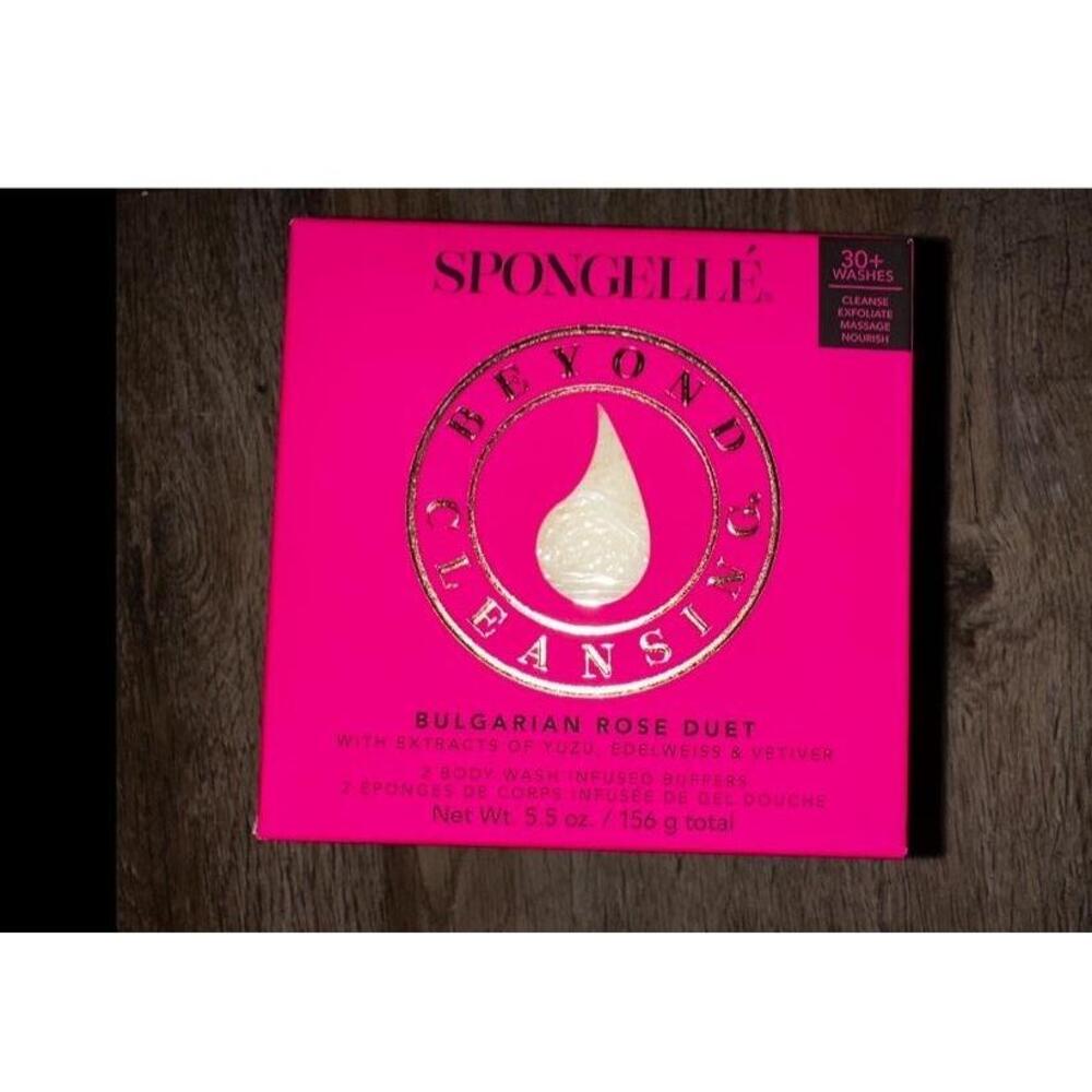SPONGELLE‎ Bulgarian Rose Duet Body Buffer Sponges 30+ Washes Luxury Skincare